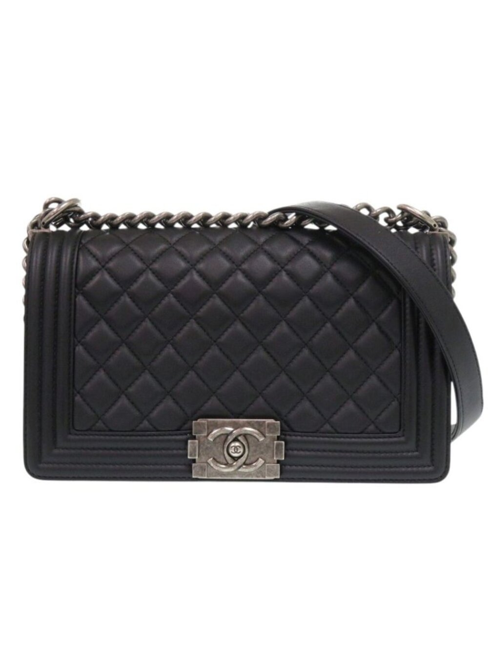 Chanel Boy 25 CC Logo Lambskin Black Random Plate Shoulder